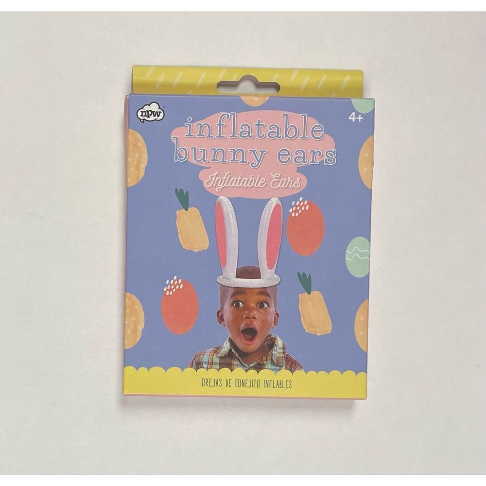 Inflatable Kids Bunny Ears with Elastic Strap White / Pink Ages 4+